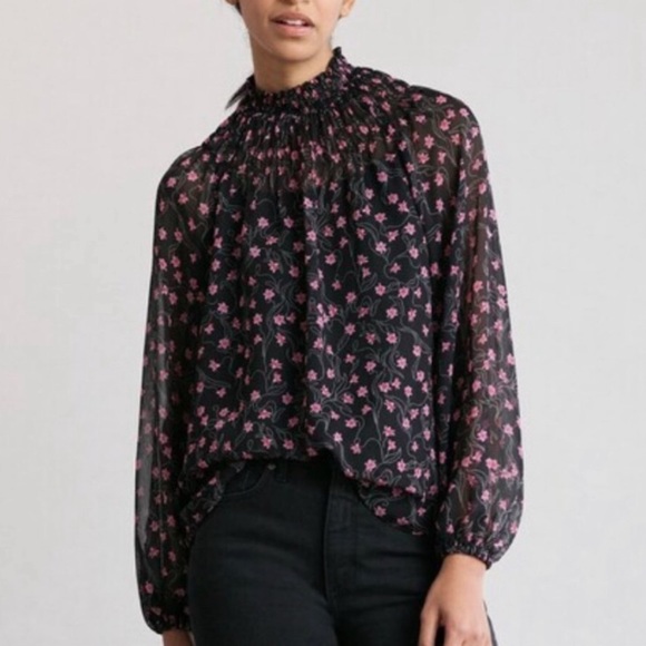 Elizabeth and James Tops - Elizabeth and James Sheer Floral Blouse